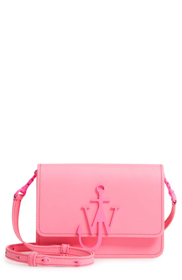 Jw Anderson Logo Leather Crossbody Bag - Pink