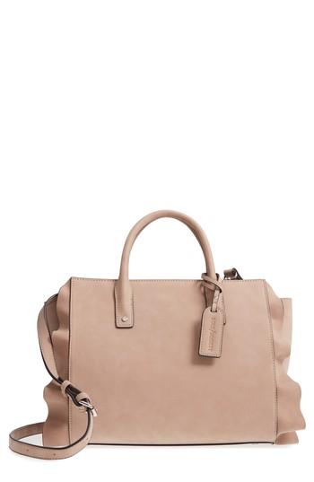 Sole Society Faux Leather Satchel - Beige