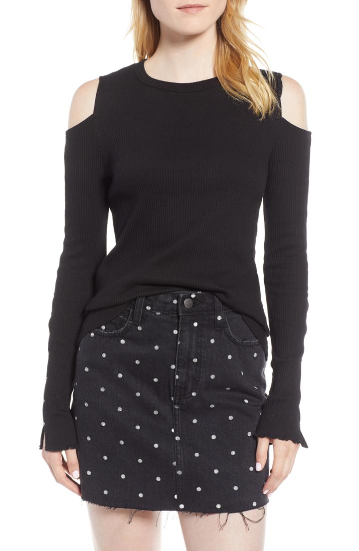 Women's Current/elliott The Going Steady Cold Shoulder Top - Black