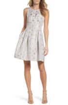 Women's Vince Camuto Jacquard Fit & Flare Dress - Metallic