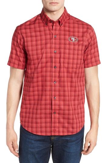Men's Cutter & Buck San Francisco 49ers - Fremont Regular Fit Check Sport Shirt - Red
