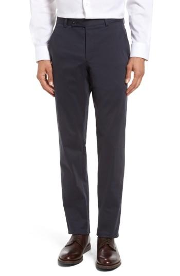 Men's Ted Baker London Jerome Flat Front Stretch Cotton Trousers R - Blue
