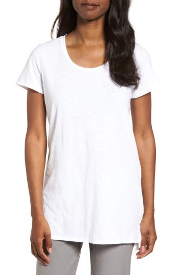 Women's Eileen Fisher U-neck Organic Cotton Tee, Size - White