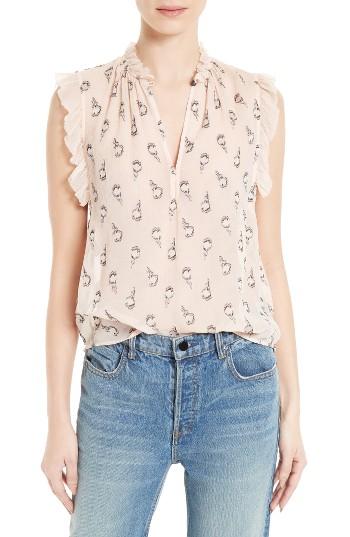 Women's Rebecca Taylor Tulip Silk Blend Fil Coupe Top