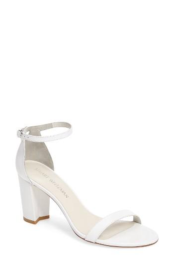 Women's Stuart Weitzman Nearlynude Ankle Strap Sandal .5 M - White