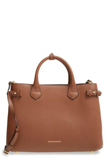 Burberry Medium Banner Leather Tote - Beige