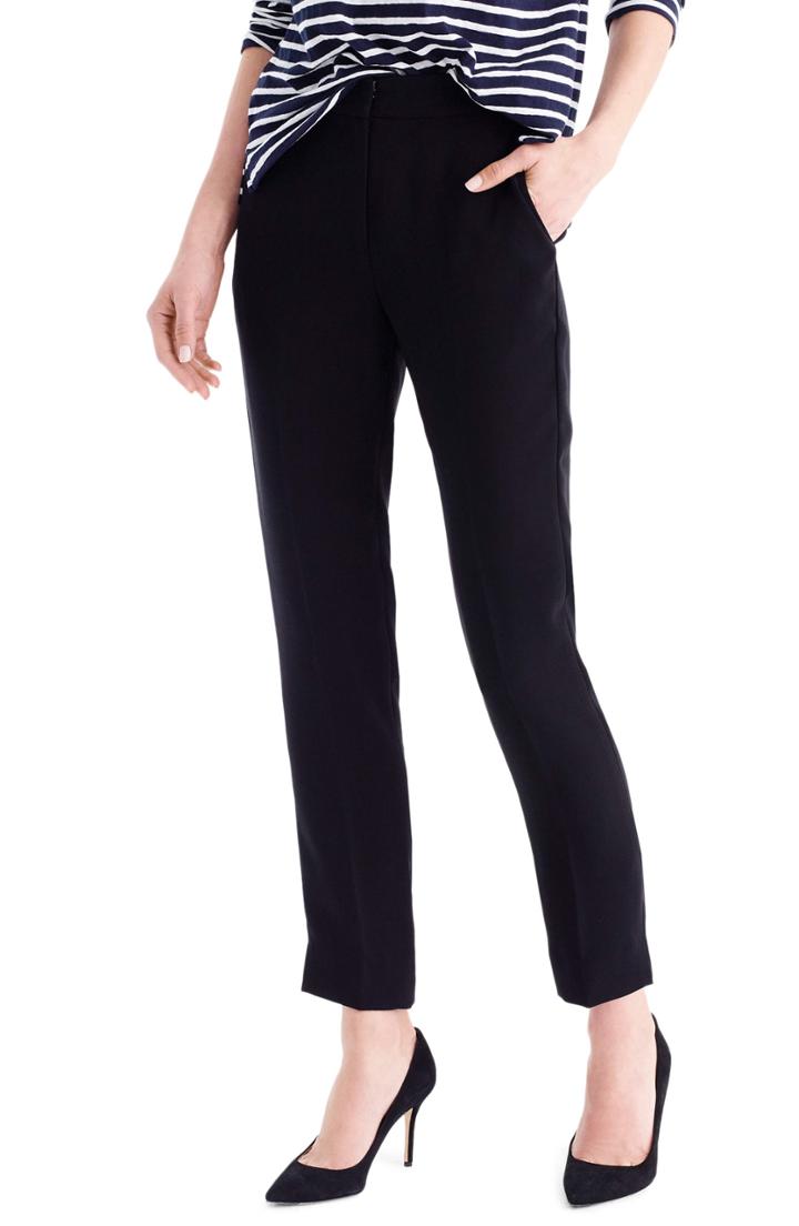 Women's J.crew New Easy Matte Crepe Pants (similar To 24w) - Black