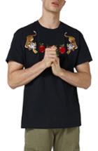 Men's Topman Tiger & Rose Applique Classic Fit T-shirt - Black