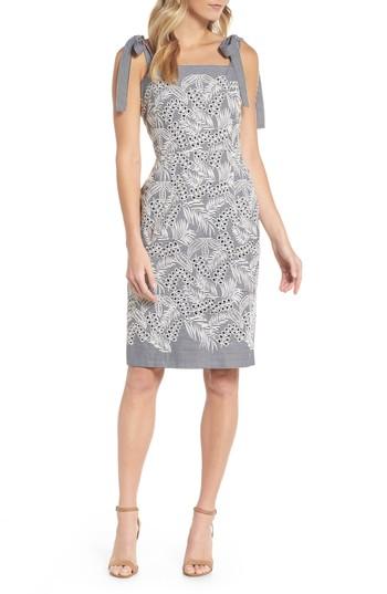 Women's Maggy London Tie Shoulder Sheath Dress - Grey