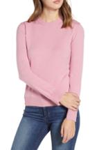 Women's Prima Notch Sleeve Crewneck Sweater - Pink