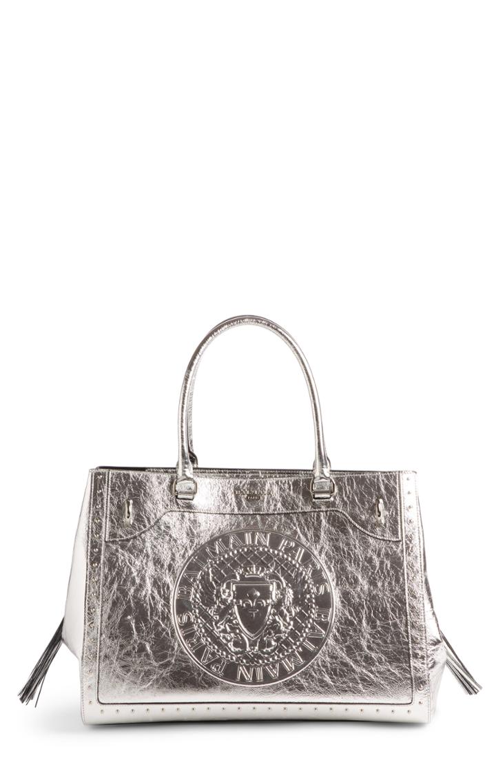 Balmain Renaissance Metallic Leather Tote -