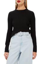 Women's Topshop Rib Sweater Us (fits Like 0) - Black