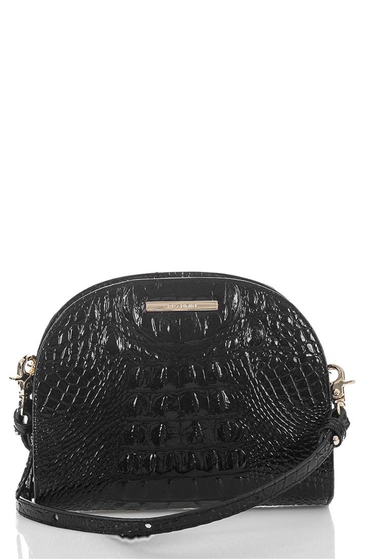 Brahmin Leah Croc Embossed Leather Crossbody Bag - Black