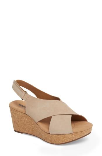 Women's Clarks Annadel Eirwyn Wedge Sandal .5 M - Beige