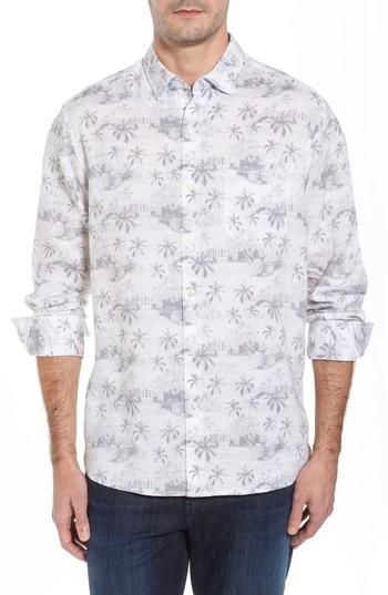 Men's Tommy Bahama Tropical Toile Sport Shirt - Grey
