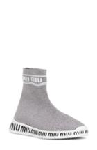 Women's Miu Miu Logo Sock Slip-on Sneaker Us / 37eu - Metallic