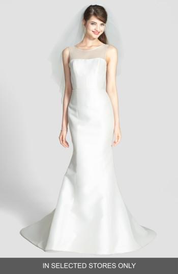 Women's Amsale Preston Silk Magnolia Sheath Wedding Dress