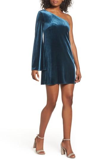 Women's French Connection Aurore One-shoulder Velvet Dress - Blue