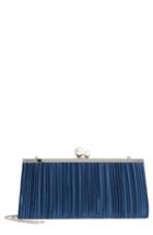 Nina Anella Pleated Satin Frame Clutch - Blue