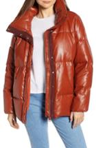 Women's Sosken Glory Faux Leather Puffer Jacket - Orange