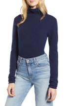 Petite Women's Halogen Funnel Neck Cashmere Sweater P - Blue