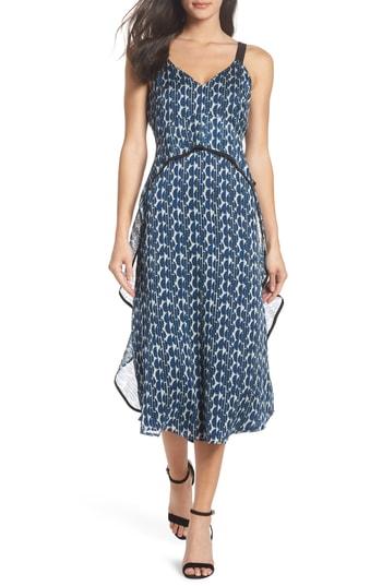 Women's Lenon Print Frill Midi Dress - Blue