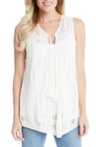 Women's Karen Kane Embroidered Lace Tie Neck Tank