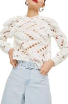 Women's Topshop Zigzag Lace Top Us (fits Like 0-2) - Ivory