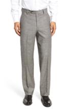 Men's Berle Flat Front Stretch Plaid Wool Trousers - Black