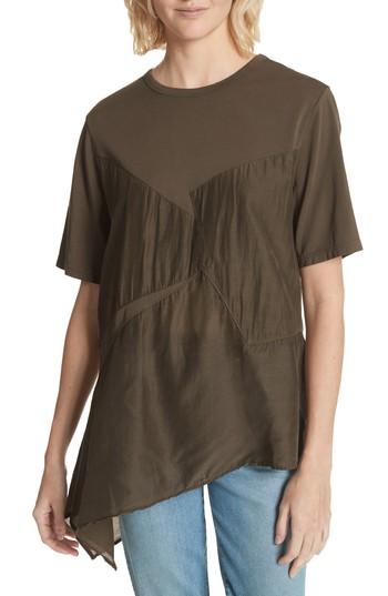 Women's Clu Asymmetrical Mixed Media Tee - Green