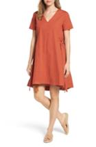 Women's Halogen Side Tie Poplin Trapeze Dress - Black