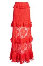Women's Arrive Otis Ruffle Maxi Skirt - Red