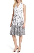 Women's Anne Klein New York Scattered Dot Notch Collar Dress - White