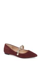 Women's Karl Lagerfeld Noel Imitation Pearl Embellished Flat M - Burgundy