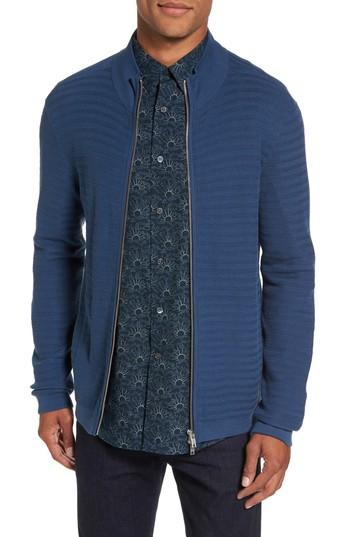 Men's Theory Udeval Breach Trim Fit Zip Sweater - Blue