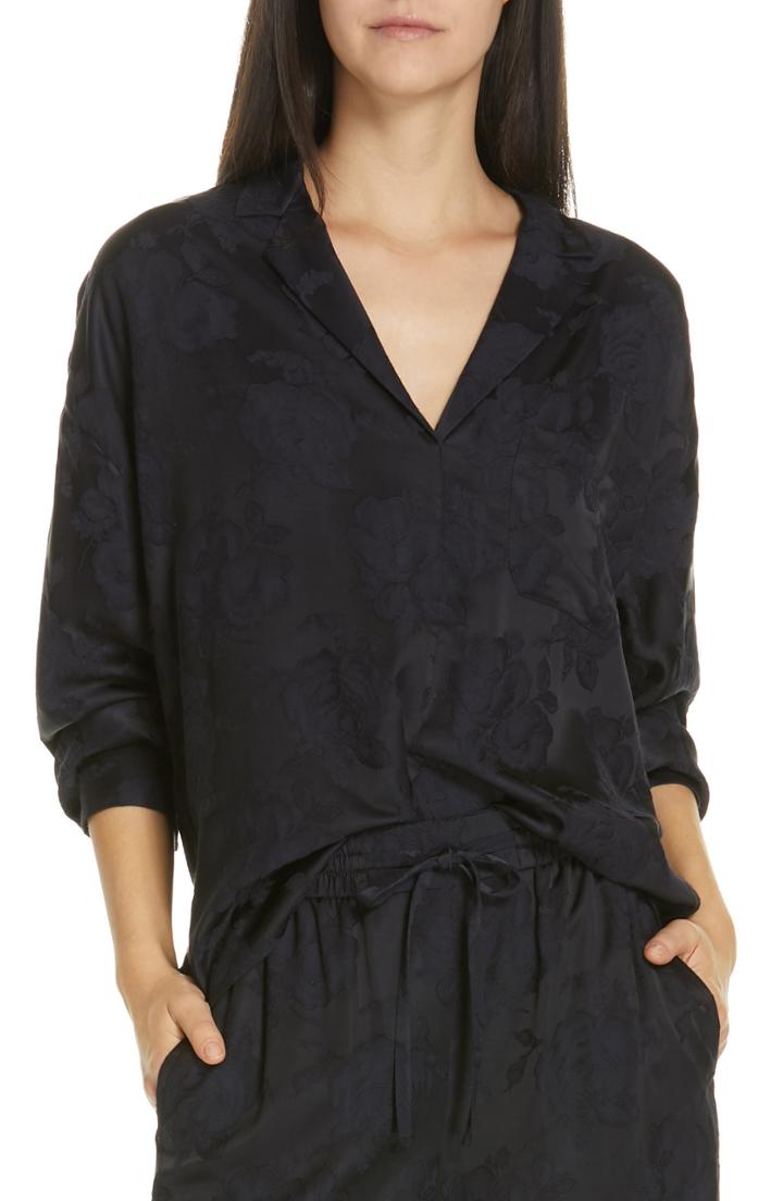 Women's Vince Pajama Style Jacquard Blouse - Blue