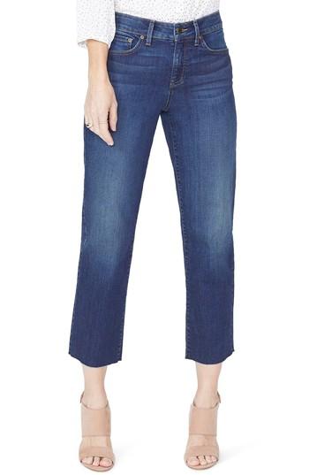 Women's Nydj Jenna Straight Leg Raw Hem Ankle Jeans - Blue