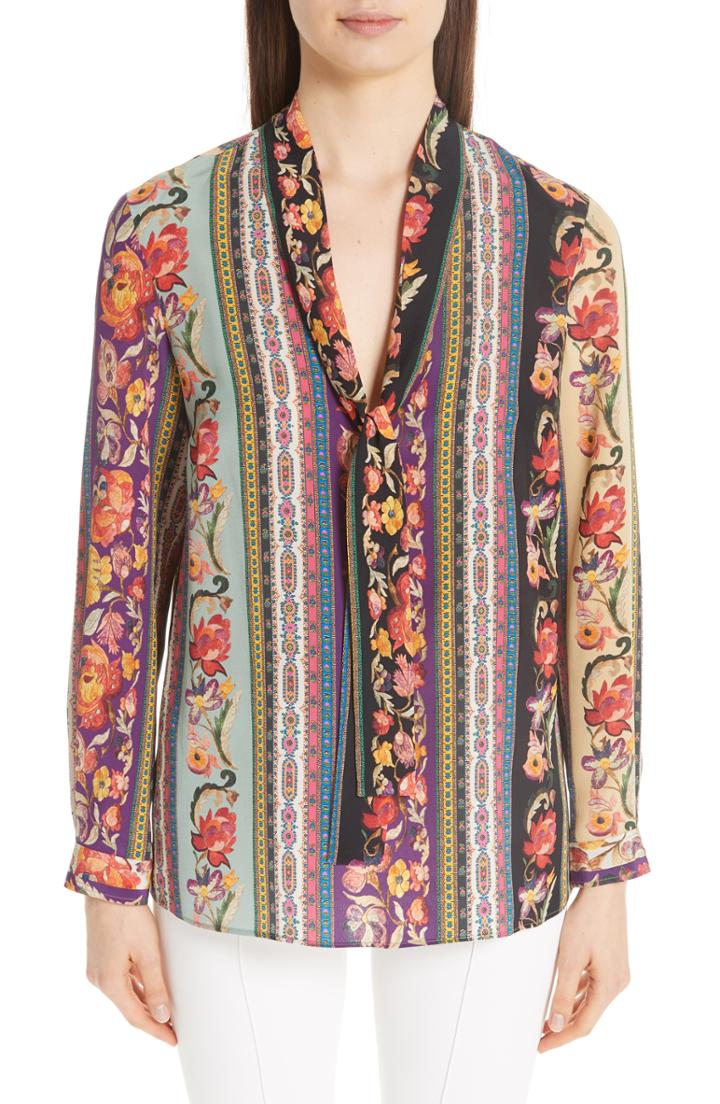 Women's Etro Rocking Bloom Print Silk Blouse