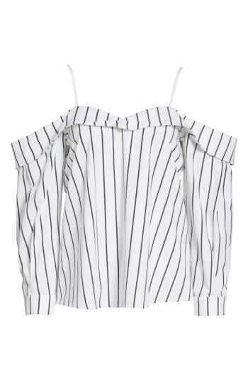 Women's Leith Stripe Off The Shoulder Top, Size - White