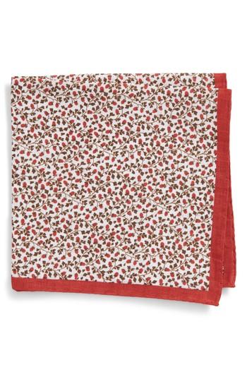 Men's Strong Suit Linen Pocket Square, Size - Red