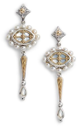 Women's Etched Sterling Silver & Pearl Earrings