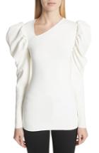 Women's Stella Mccartney Puff Sleeve Asymmetrical Neck Top Us / 44 It - White