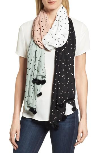 Women's Kate Spade New York Scatter Pom Scarf, Size - Black
