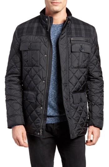 Men's Cole Haan Mixed Media Quilted Jacket - Black