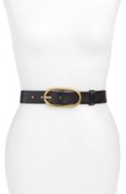 Women's Treasure & Bond Oval Buckle Leather Belt - Black