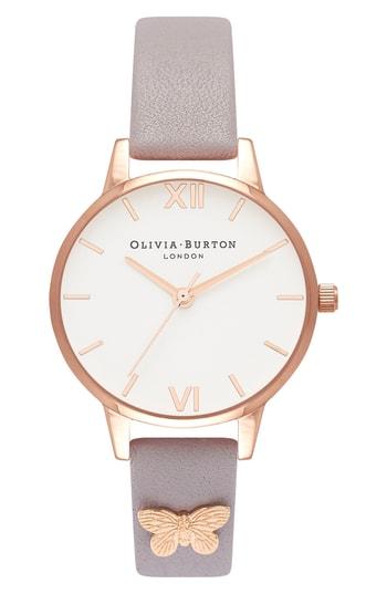 Women's Olivia Burton Embellished Leather Strap Watch, 30mm