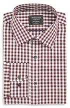 Men's Nordstrom Men's Shop Tech-smart Traditional Fit Stretch Check Dress Shirt .5 - 32/33 - Burgundy