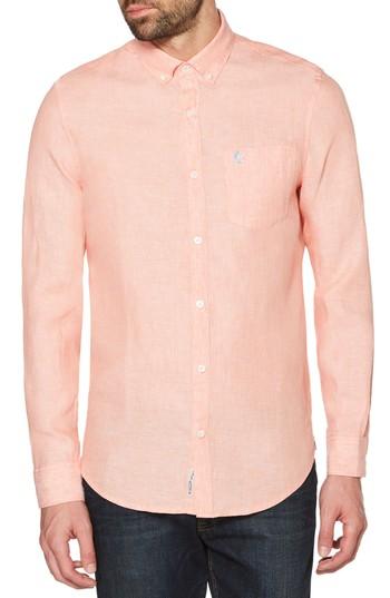 Men's Original Penguin Nep Woven Shirt - Coral