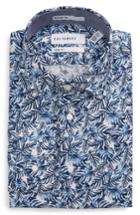 Men's Calibrate Trim Fit Print Dress Shirt .5 32/33 - Blue