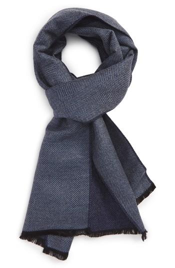 Men's Nordstrom Men's Shop Herringbone Scarf, Size - Blue